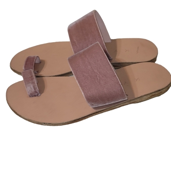 Kyma Push Pink Velour Slides Sandals - Picture 2 of 4